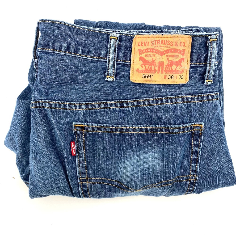 Levis 569 Jeans Mens 38x30 Loose Baggy Y2K Skater Denim Medium Wash Blue